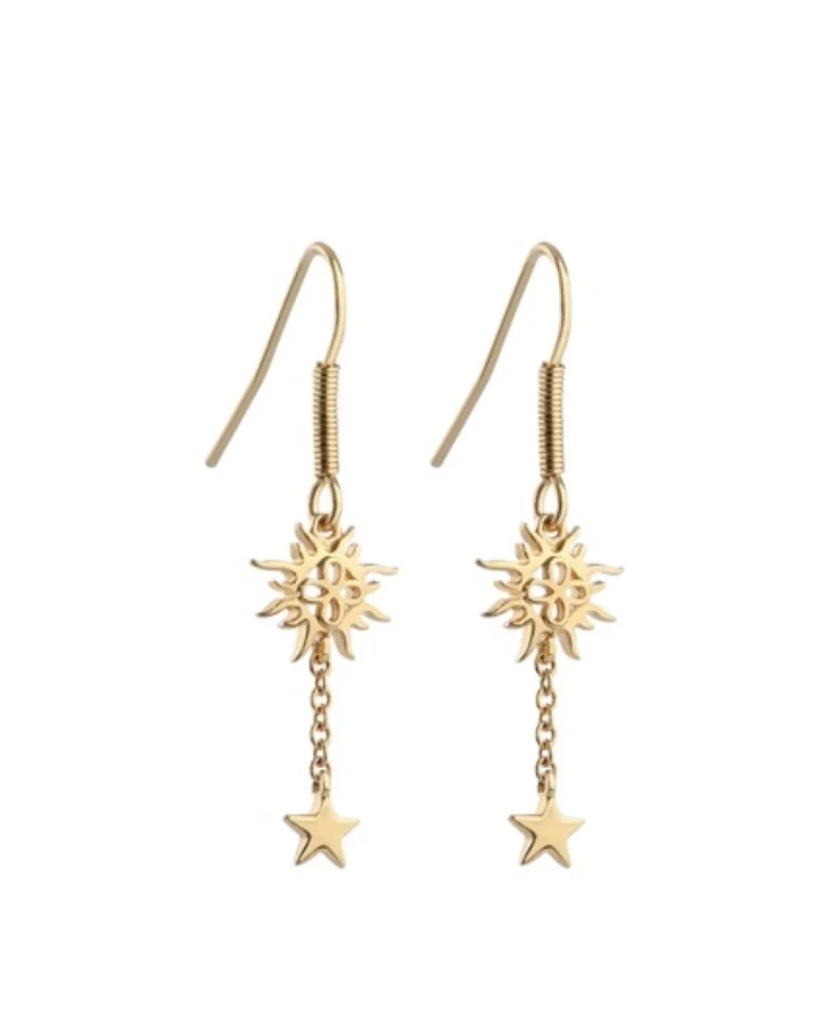 Newbridge Silverware Drop Earrings with Sun & Stars