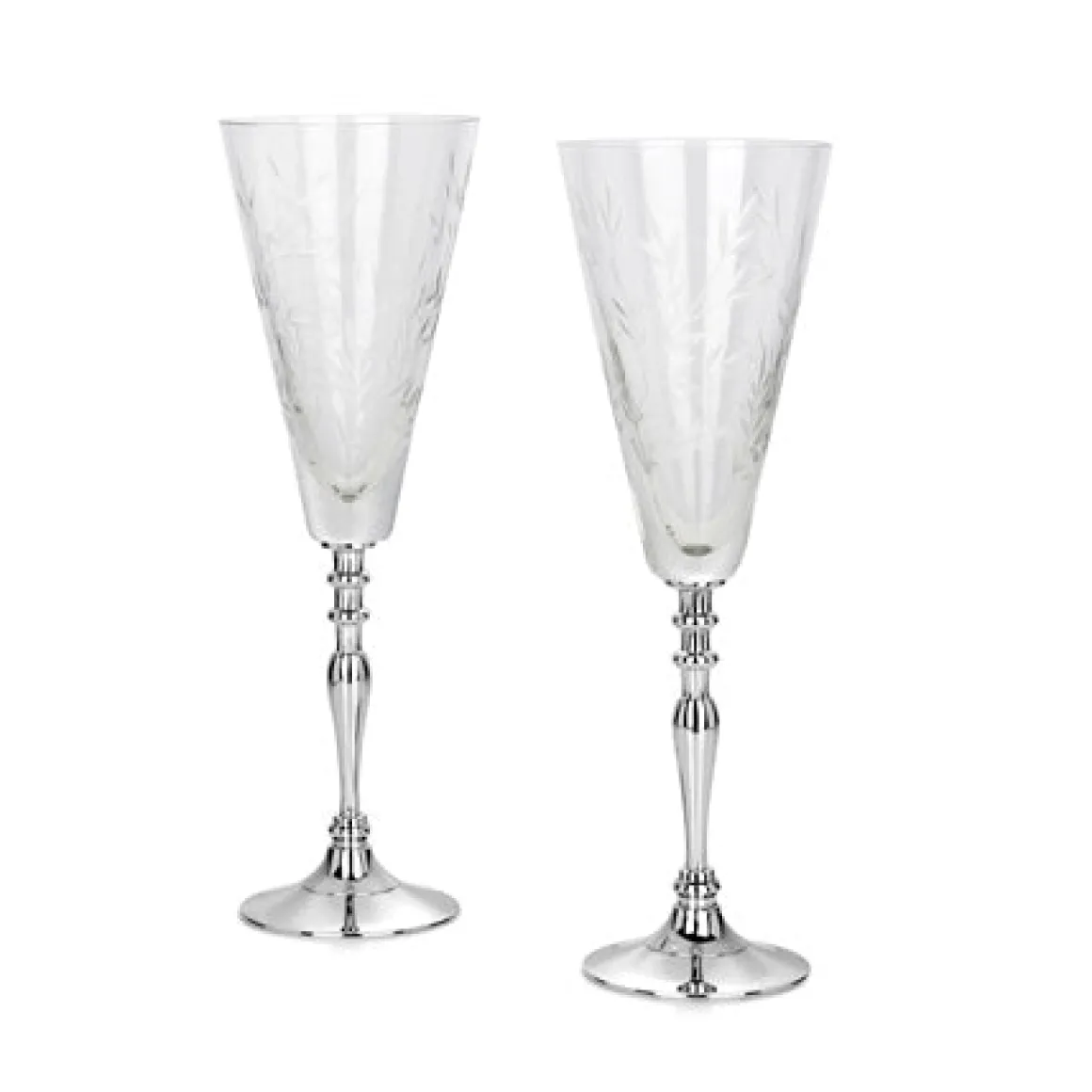 Newbridge Silverware Ornate Cut Glass Champagne Flutes