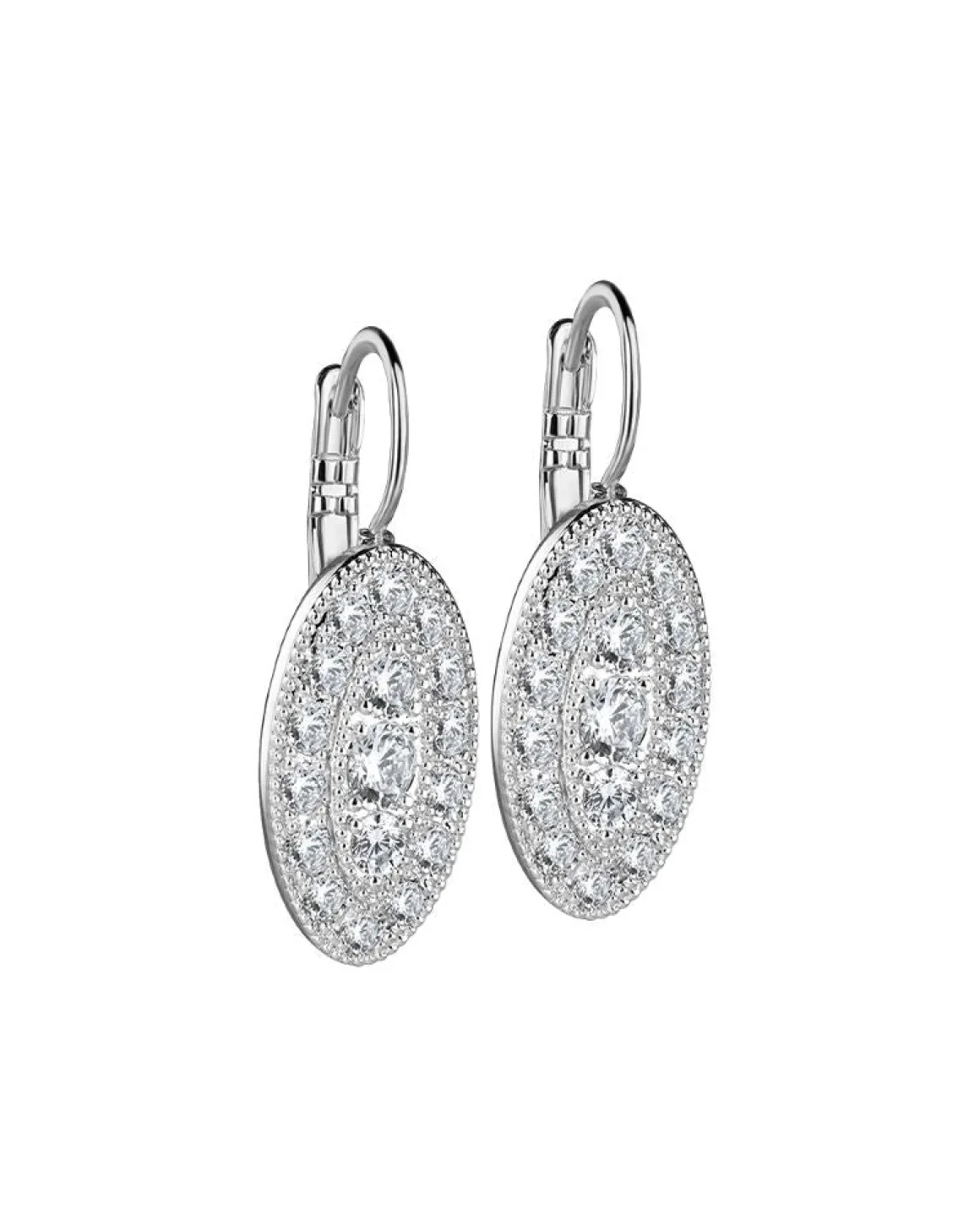 Newbridge Silverware Oval Earrings with Clear Stones