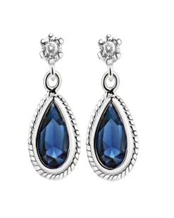 Newbridge Silverware Silver Earrings with Blue Stone