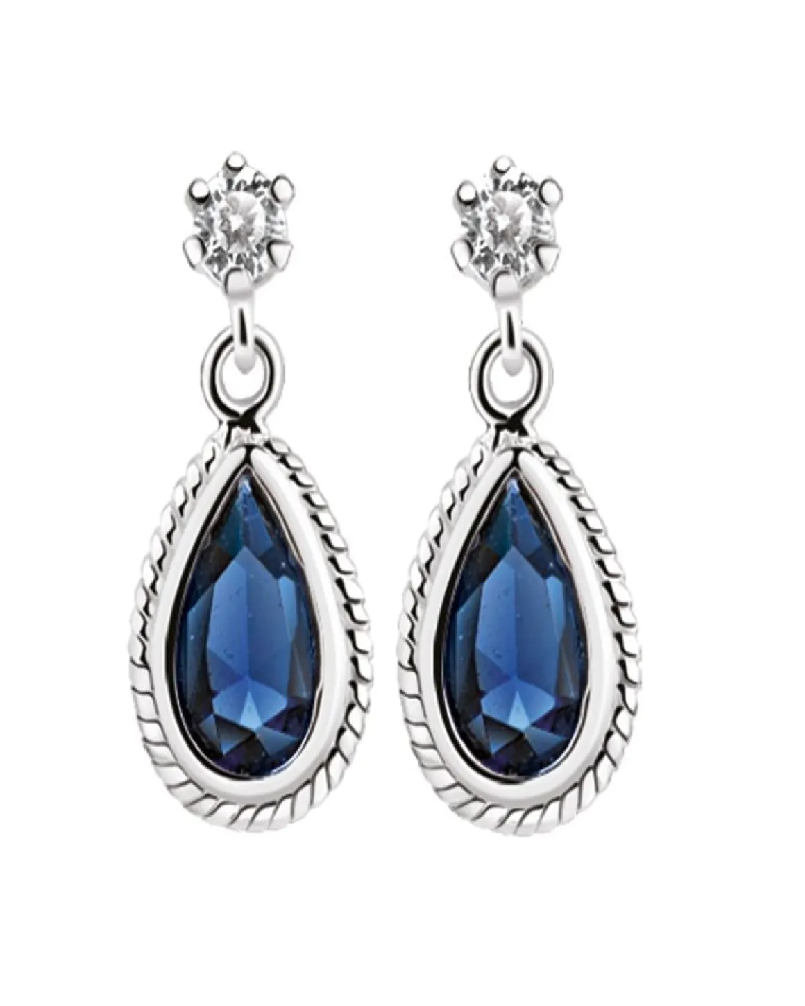 Newbridge Silverware Silver Earrings with Blue Stone