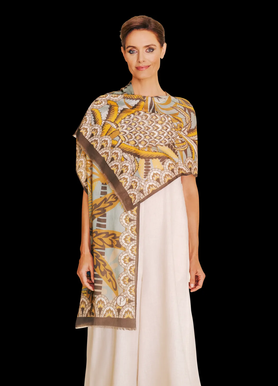 Powder Cotton Scarf , Patterned Palms