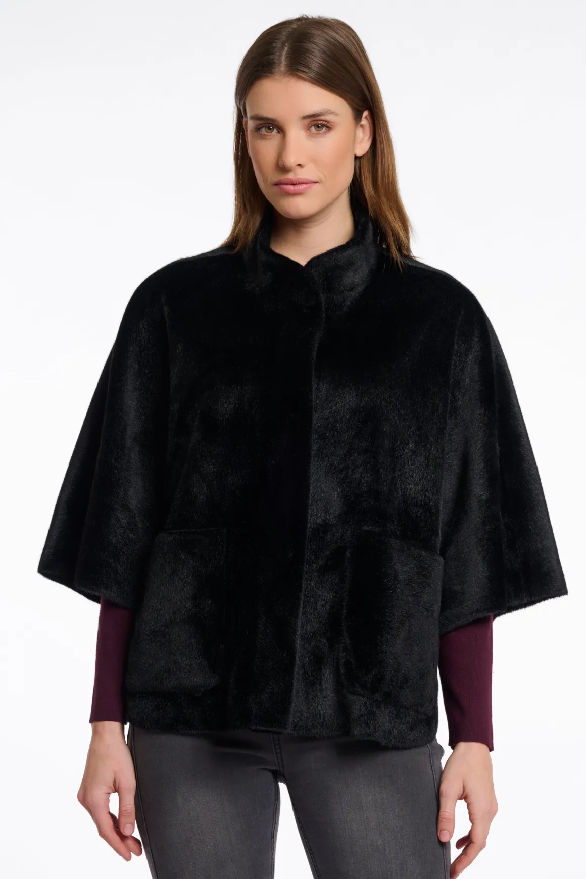 Rino & Pelle Dewi Faux Fur Cape - Black