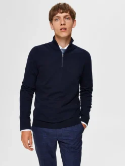 Selected Homme | Half Zip Cardigan - Navy Blazer