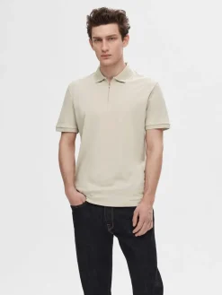 Selected Homme Fave Half Zip Polo , Oatmeal