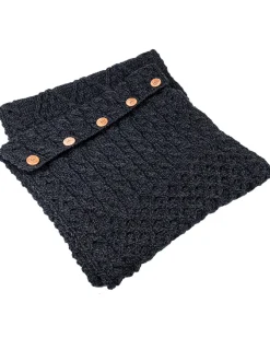 Snood Scarf with Buttons , Derby Charcoal