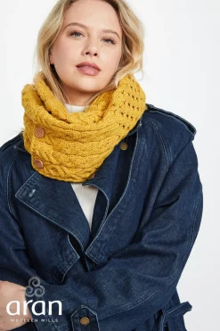 Snood Scarf with Buttons , Sun Yellow