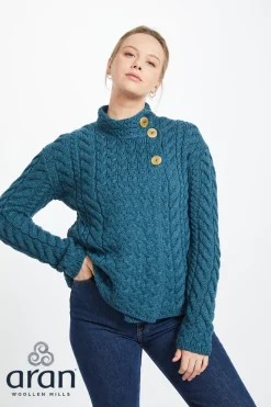 Super Soft Three Button Trellis Cardigan ,  Irish Sea Blue