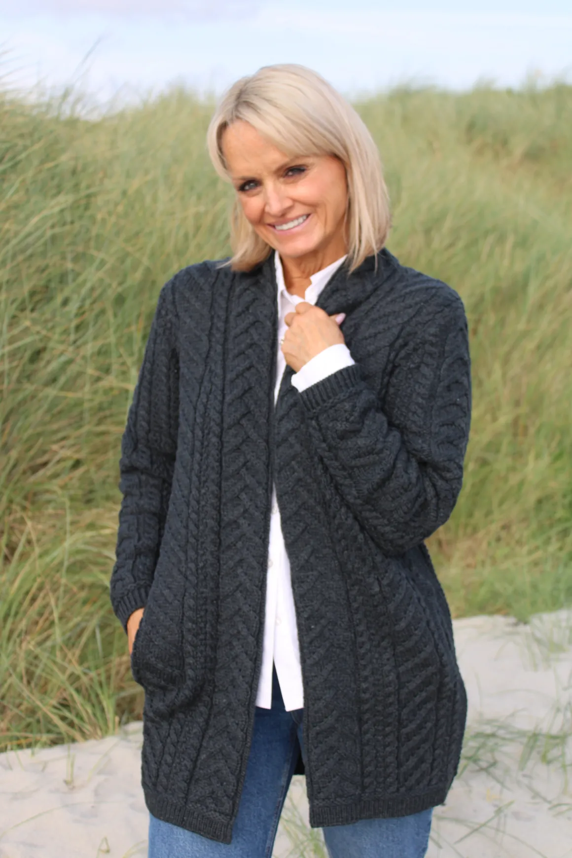 Supersoft Edge to Edge Cardigan , Charcoal