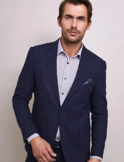 Vedoneire | Wool Mix Blazer | Navy Herringbone