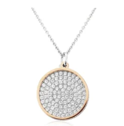 Waterford Crystal Circle Pavé Stone Set Disc Pendant