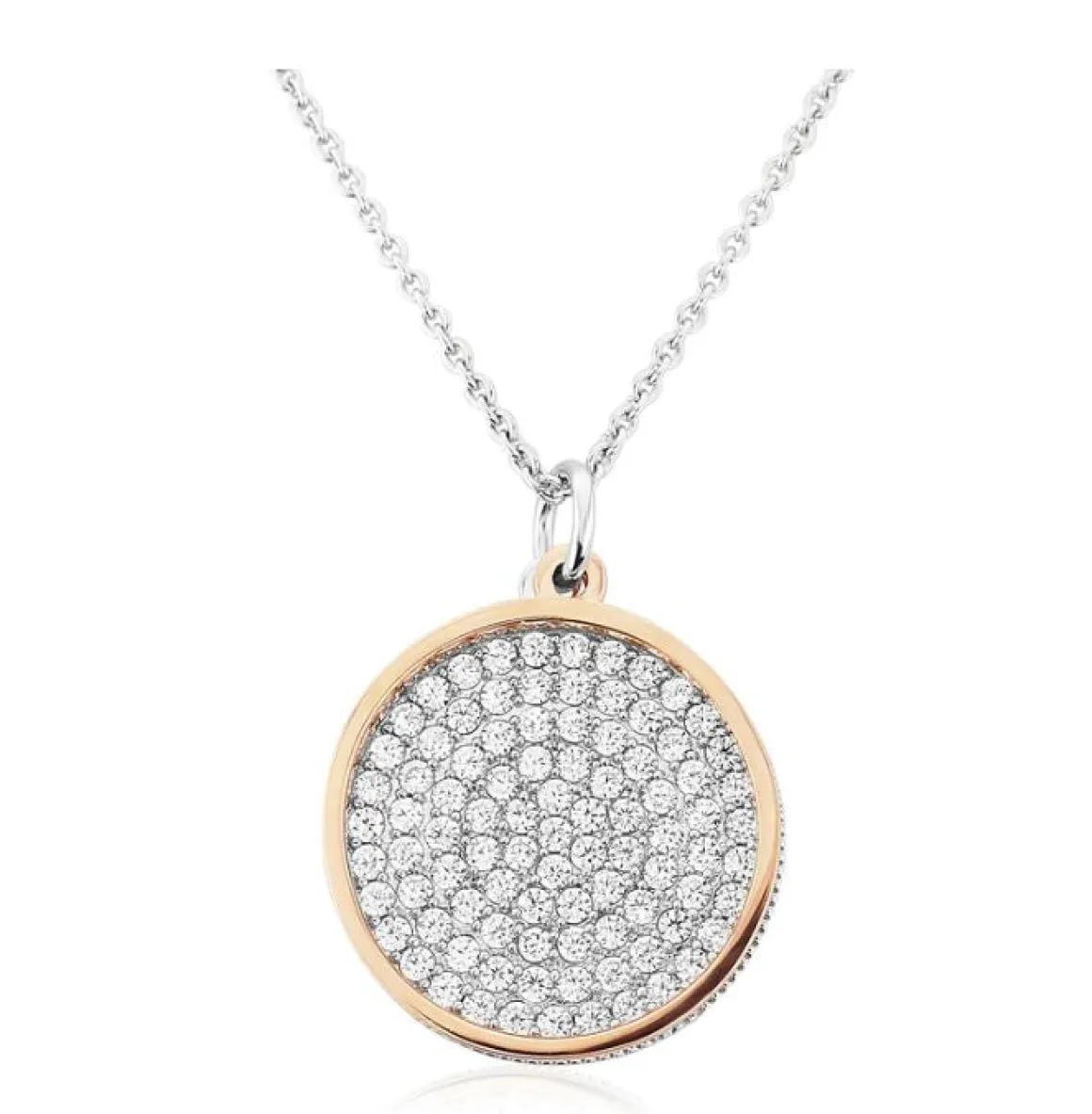 Waterford Crystal Circle Pavé Stone Set Disc Pendant