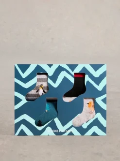 White Stuff Men's Festive Winter Animal Socks in Giftbox