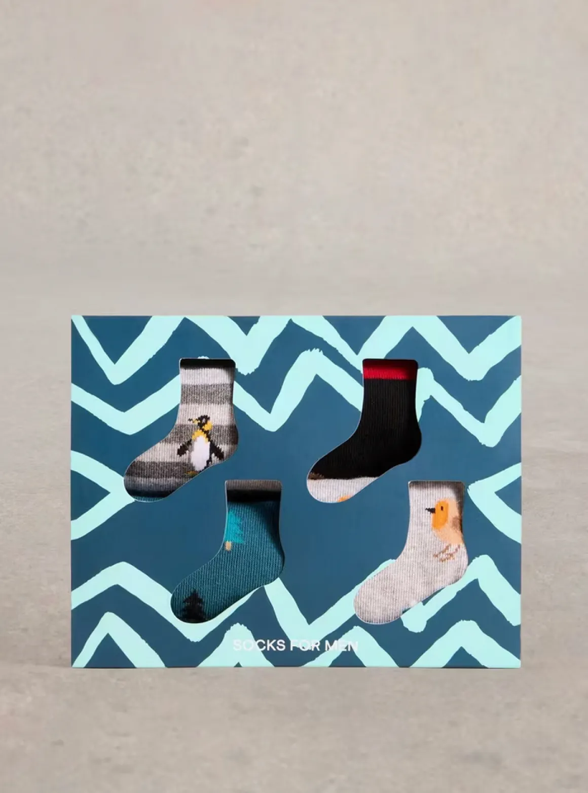 White Stuff Men's Festive Winter Animal Socks in Giftbox