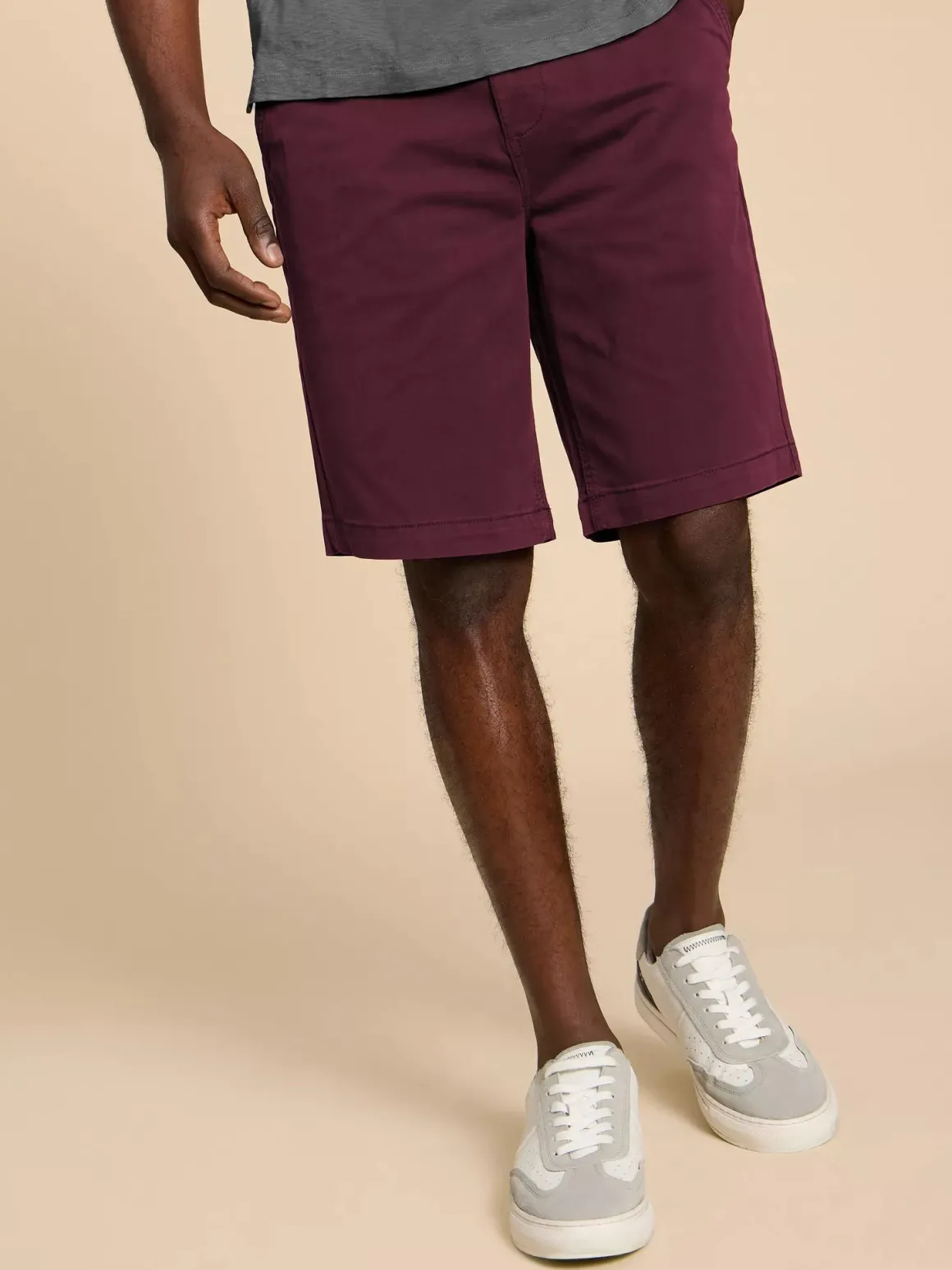 White Stuff Sutton Chino Shorts , Dark Plum